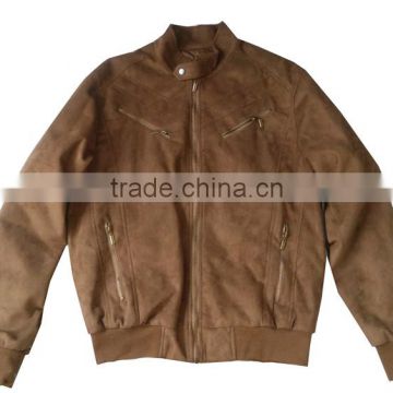 wholesale made custom decorative gold metal zipper bomber brown jacket