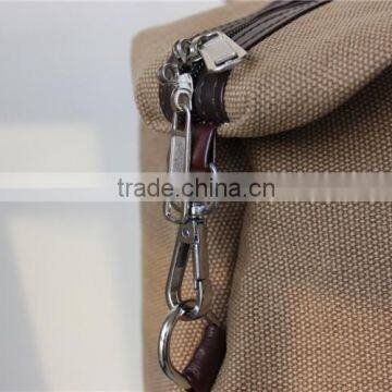 Vintage Khaki Canvas Tote Bag With Leather photo-5