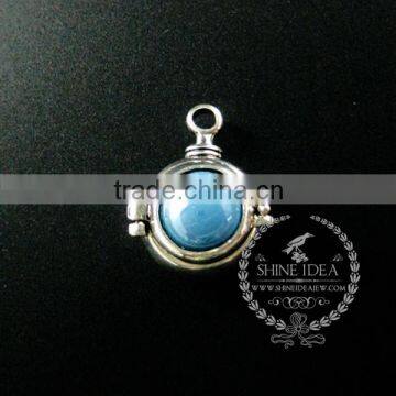 22mm Round Setting Silver Platd Steam Punk Blue,orange,green,purple,sky Blue and Champage Ceramic DIY Pendant Charm 1830068 photo-3
