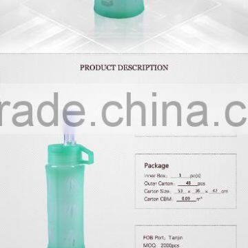 protectable glass drink bottle with silicone lid and sleeve