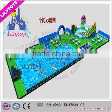 OEM Outdoor inflatable amusement park for sale/ 110x45M