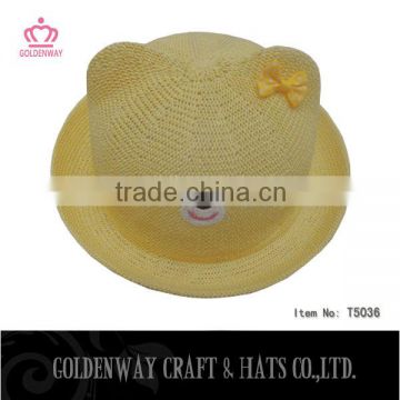 2014 hot sale china made cat ear straw hats for kids