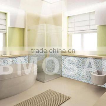 Green peeble stone wall decoration marble mosaic tiles natural marble stone