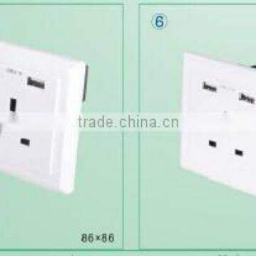 Wall Switched UK power socket with USB charging port