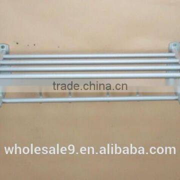 TOWEL RACK SHELF PREMIUM ALUMINUM SILVER FOLDED BATH WITH 5 HOOKS SHELF WASHCLOTH HOLDER photo-4