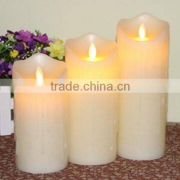 3pcs Dripping Flameless Moving Wick Real Wax Pillar Led Candles With Timer Remote Control Led Candles photo-3