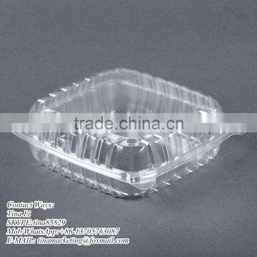 Cheap Price Clamshell Plastic Cake Container Carrier With Hinged Lid, Clear Plastic Take Out Food Packaging Box for Salad photo-3