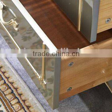 European Style Living Room Furniture Wine Cabinet, Elegant Wood Carved Showcase, Glass Door Storage Cabinet (BF01-ML040) photo-5