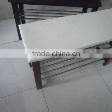 leather Microfiber Black Frame Shoe Rack Bench