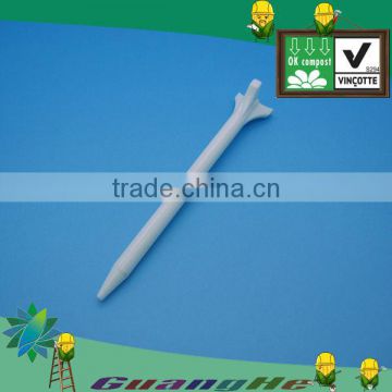 PLA white Golf Tee of biobased polylactide material --100% biodegradable compost eco-friendly non-pollution