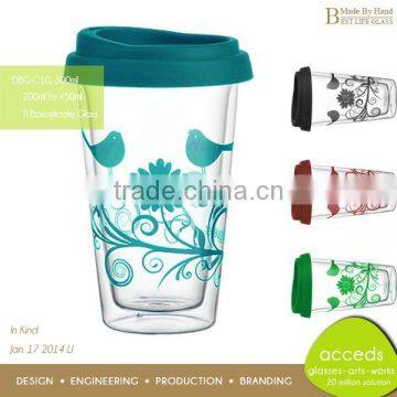 High Quality Glass Cup With Colored Silicone Base photo-3