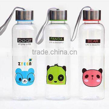 Supply Fashion Portable Transparent Cartoon Steel Cover Cup (500ml)