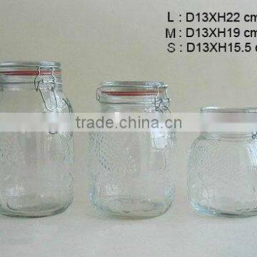 glass stroage jar with clip lid1L 1.5L 2L