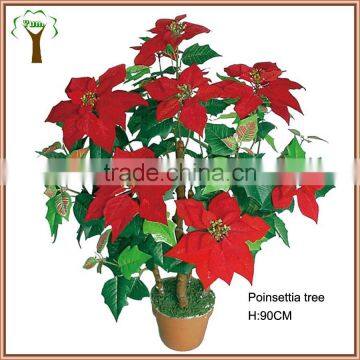 artificial red poinsettia flower tree