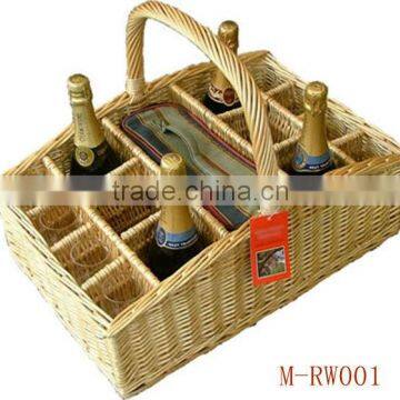 Four Section Painted Wicker Bottle Holder