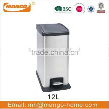 40L Stainless Steel 2-Compartment Pedal Trash Bin photo-6