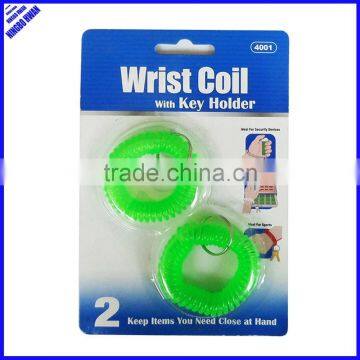 Cheap 5cm round plastic wrist coil key ring