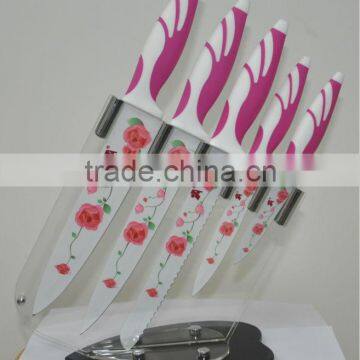 colorful ceramic coated blade kitchen knife set