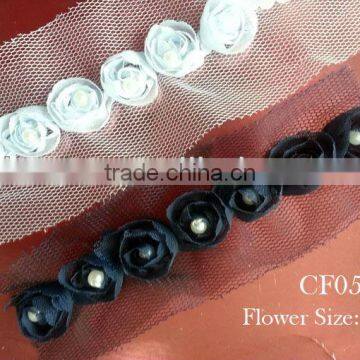 CF0511 Beautiful handmade bead center chiffon rose flower baby flower triming