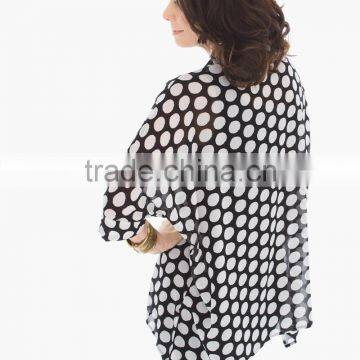 Women's Sheer Chiffon Botton up and Roll up Sleeve Shirt photo-2