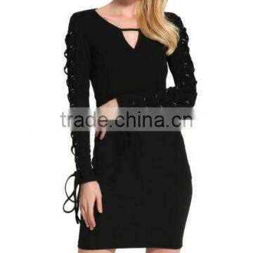 Women's Fashion V-neck Long Sleeve casual dress