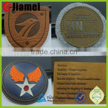 Factory OEM jeans leather label custom branded embossed leather patch