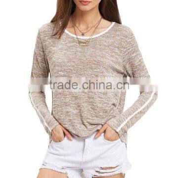 Customized Woman T-shirts Ladies Casual T Shirt Round Neck Long Sleeve Loose T-shirt photo-4