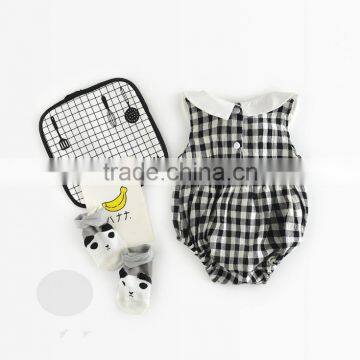 2017 Baby Girls Black and White Checker Jumpsuit photo-2
