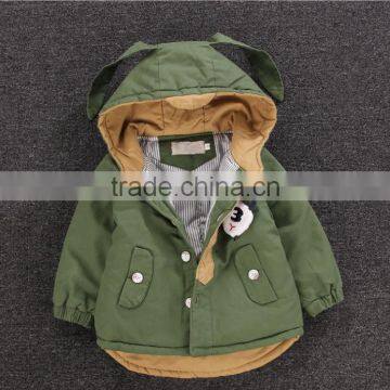 Boys washed pure cotton windbreaker coat kids snow sweet hooded jacket