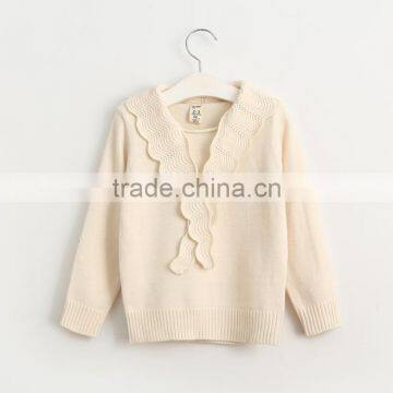 High Quality Baby Girls Crocheted Collar Patterns Pullover Sweater photo-4