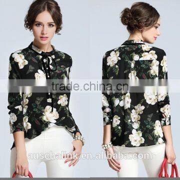 Best Selling Summer Elegant Design Floral Print Shirts for Women photo-6