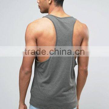 2017 Cheapest Wholesale High Quality Summer Custom Grey Gym Wear Comfortable Cotton Spandex Casual Men's Sport Tank Tops