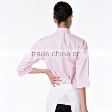 Kitchen Chef Cookware Restaurant Pink Color Long Sleeve Ladies Chef Coat