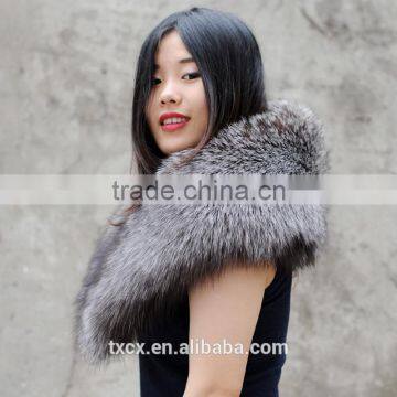 CX-B-06 New Styles Fashion Natural Color Silver Fox Fur Scarf Fur Shawl photo-5