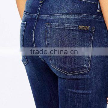 Slim Fit Blue Plain Stretch Slim Jeans for Women Wholesale Factory Price photo-3
