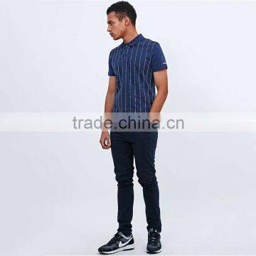 Wholesale New Design Jersey Fabric Polo Shirt Vertical Striped Polo Shirt Custom photo-2