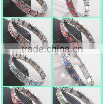 Custom country flag Italian charms bangle cheap handmade country charms bangle stainless steel charms bangle