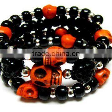 Halloween skull bead bracelet, bead bracelet for Halloween day