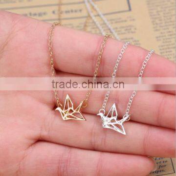 Wholesale High Quality Brass Gold-Tone Papercranes Design Charm Fashion Necklace