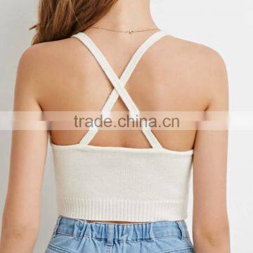 Sexy V-neck Open Back Acrylic Cropped Women Tank Tops in Bulk photo-3