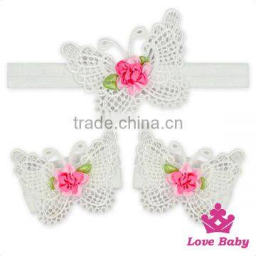 Toddler Hair Accessories Baby Girl Knit Lace Flower Plain Red Butterfly Wedding Newborn Headband photo-4