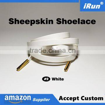 White Faux Sheepskin PU Leather Shoestrings - Super AAA+ Quality Basketball Shoes Laces for Casual Sports Sneakers Size