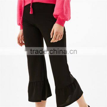 Online Cheap Classical Cropped Office Frilled Red Pants for Women photo-4