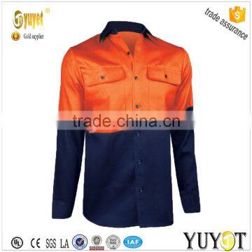 Hi-vis Ladies Two Pockets Long Sleeve Two Tone Cotton Work Shirt