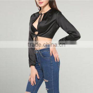 New Fashion Polyester Crop Top Cardigan 2017 Women photo-3