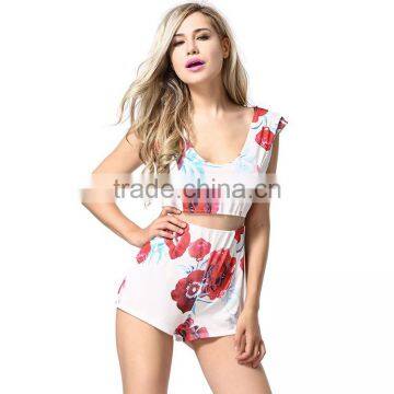 2016 Fashion summer casual printed sexy women jumpsuit 2016