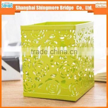 Cheap Wholesale Good Quality Mental Carved Hollow Pen Holder for School and Office