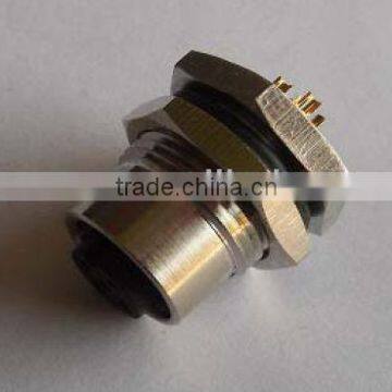 M12 Female panel solder type front mounting Waterproof Connector