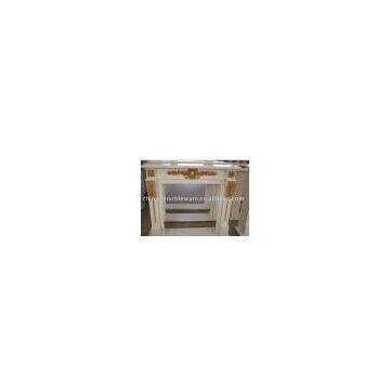 White Marble Carved Fireplace With Olive Leaf in Yellow (L140cm)