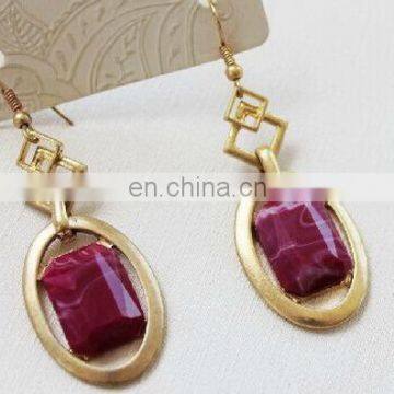 Fashion New Coming Personality Vintage Large Gem Women's Alloy Earring